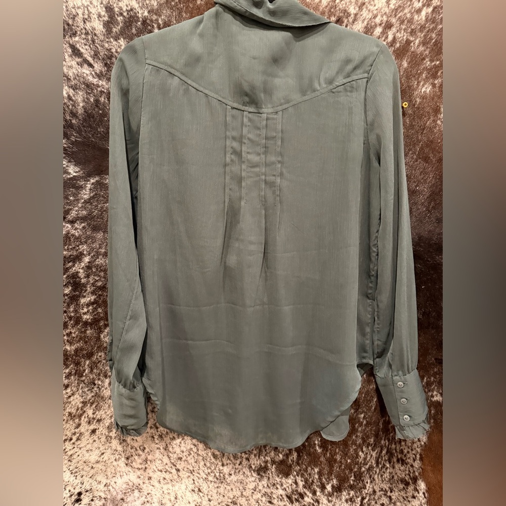 Free People Ruffled Green Blouse - Picture 3 of 3